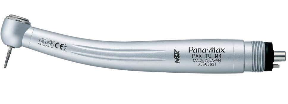 Турбинный наконечник PANA MAX модель PAX-TU M4 без оптики, с головкой типа Trq., кнопочная  фиксация, 4-канальный