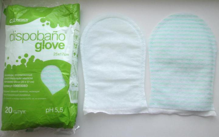 Пенообразующая рукавица, пропитанная pH-нейтральным мылом DISPOBANO Glove (с Алоэ) - 0000308D
