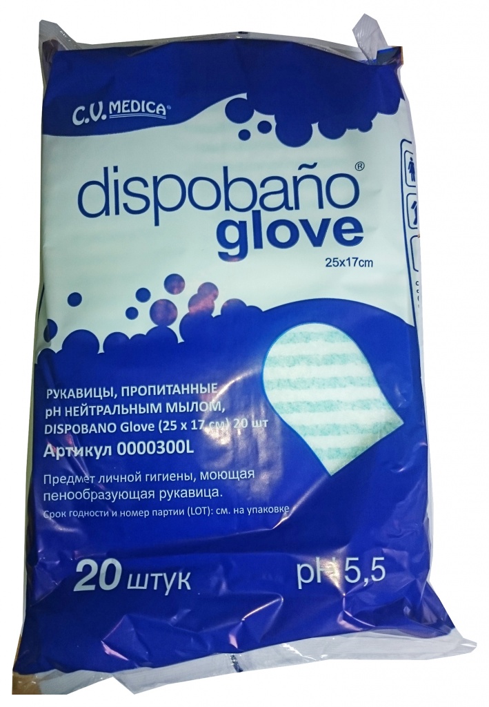 Пенообразующие рукавицы, pH-нейтральным мылом DISPOBANO Glove (с ПЭ-ламинацией), 20 шт - 0000300L